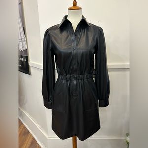 Express short black leather dress